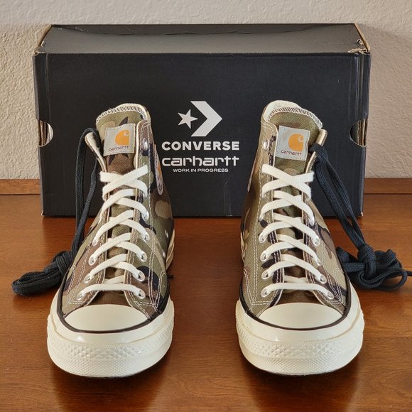 Converse X Carhatt WIP Chuck 70 Hi Camouflage 169221C Covert Green Size 8.5 NWB - Picture 3 of 13